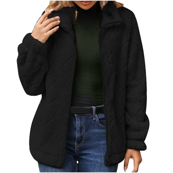 Jackets for Women Zippered Cardigan Hooded Sweater Coat Long Sleeved Hooded Casual Coat