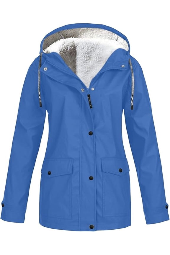 Jackets for women winter Plus Size Fleece Lined Hooded Coat Warm Plush Hooded Jackets for Cold Weather Lightweight Outerwear with Pocekts Ladies Clothes