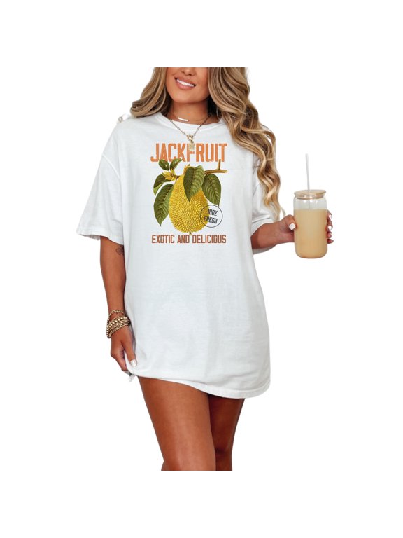 Jackfruit Graphic Tee, Fresh Exotic Fruit T-Shirt, Delicious Jackfruit Shirt, Bold Fruit Print, Perfect Foodie Gift, 100 Fresh Tee, White Comfort Colors T-Shirt, Small