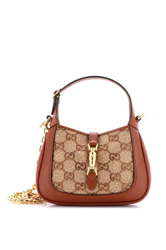 Jackie 1961 Chain Hobo Crystal Embellished GG Canvas Mini By Rebag