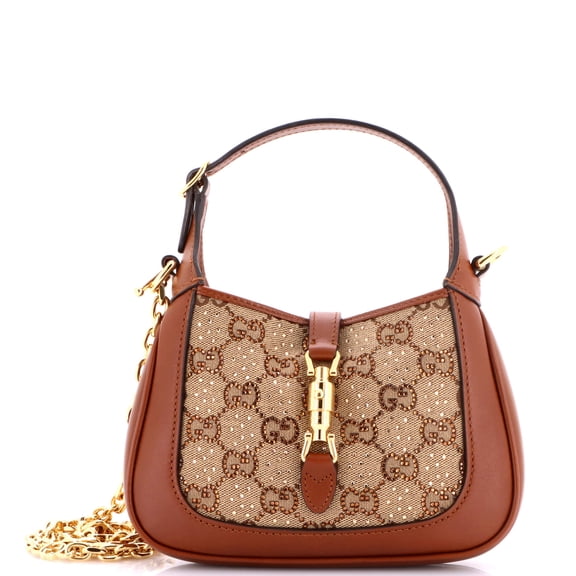 Jackie 1961 Chain Hobo Crystal Embellished GG Canvas Mini By Rebag