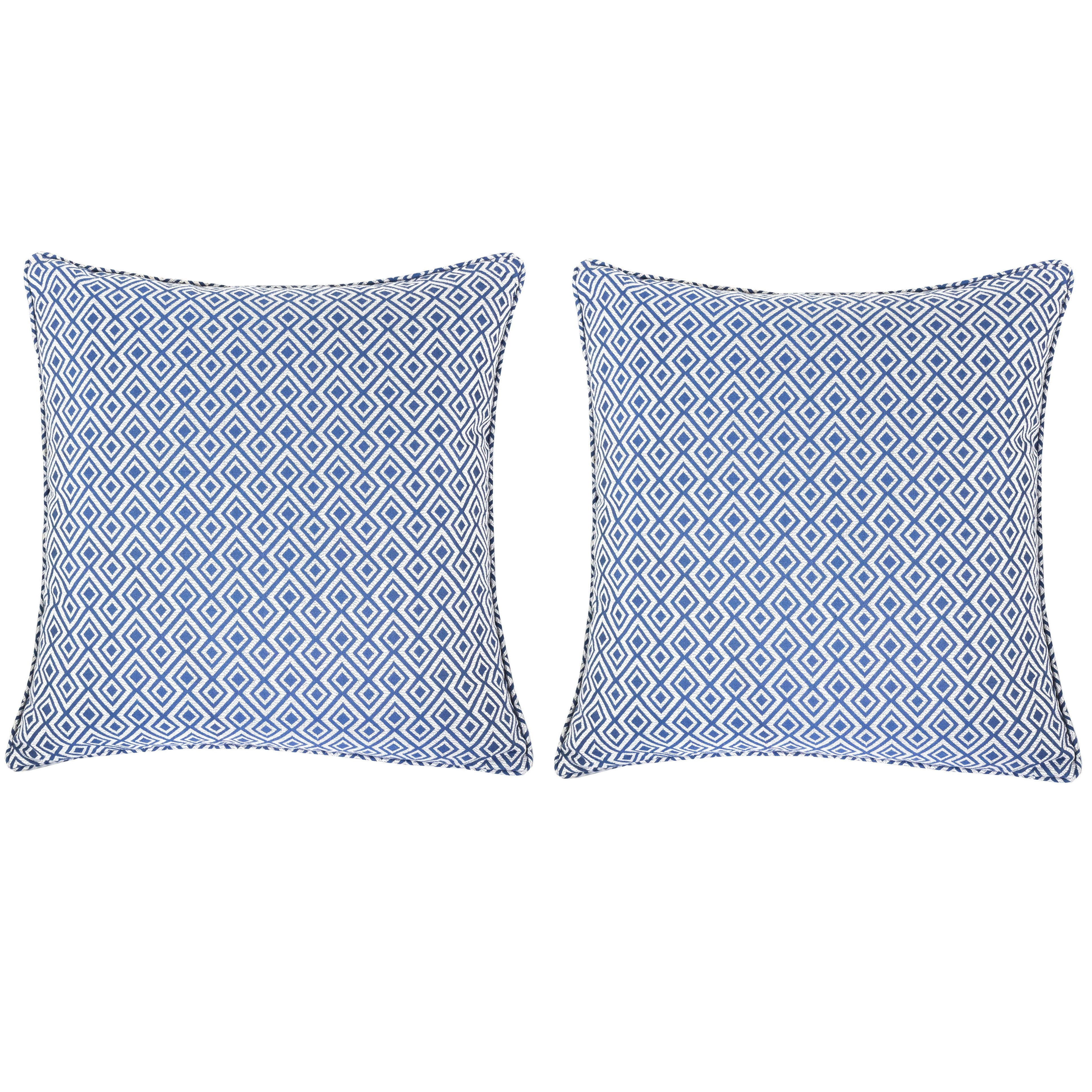 Jackie Navy Geometric Polyester 20 in. x 20 in. Throw Pillow (Set of 2)