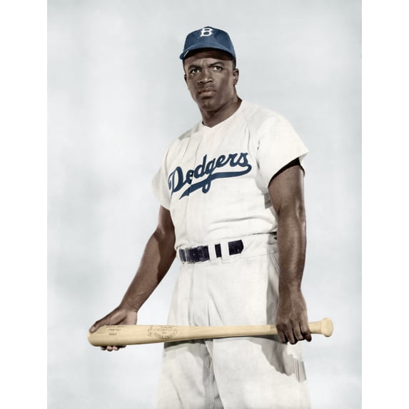 Jackie Robinson (1919-1972). /Namerican Baseball Player. Photograph, 1950, Digitally Colored By Granger, Nyc. Poster Print by  (24 x 36)