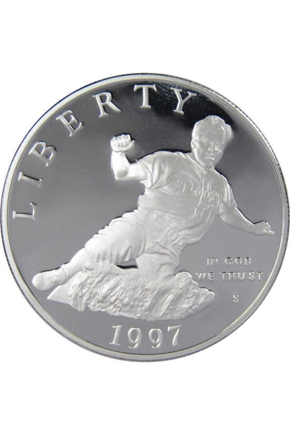 Jackie Robinson Commemorative Dollar 1997 S Proof Silver $1 Coin