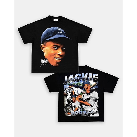 Jackie Robinson Graphic T-Shirt – Brooklyn Dodgers Legend – Vintage Style Baseball Tee,Black Color,Size XL