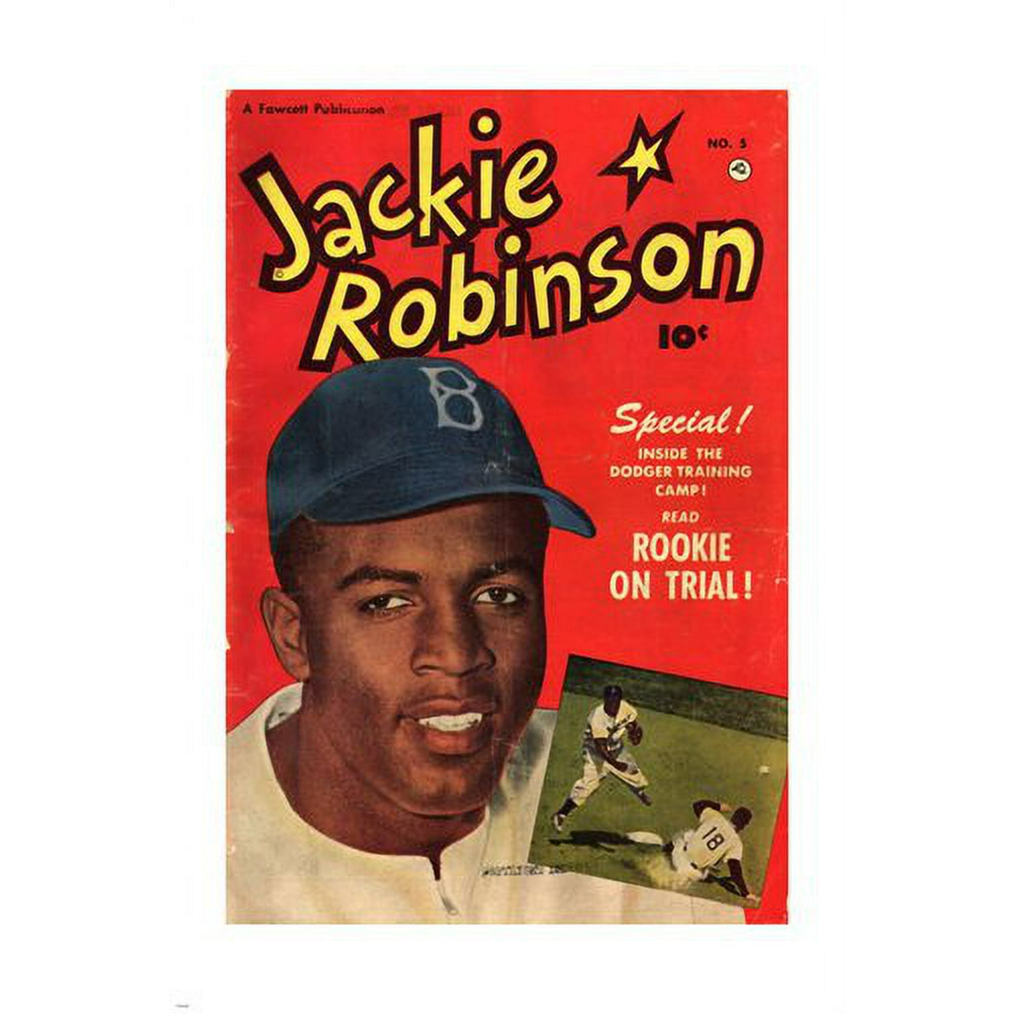 Jackie Robinson Mag Cover Vintage Poster 1947 Baseball Dodgers 1947, White