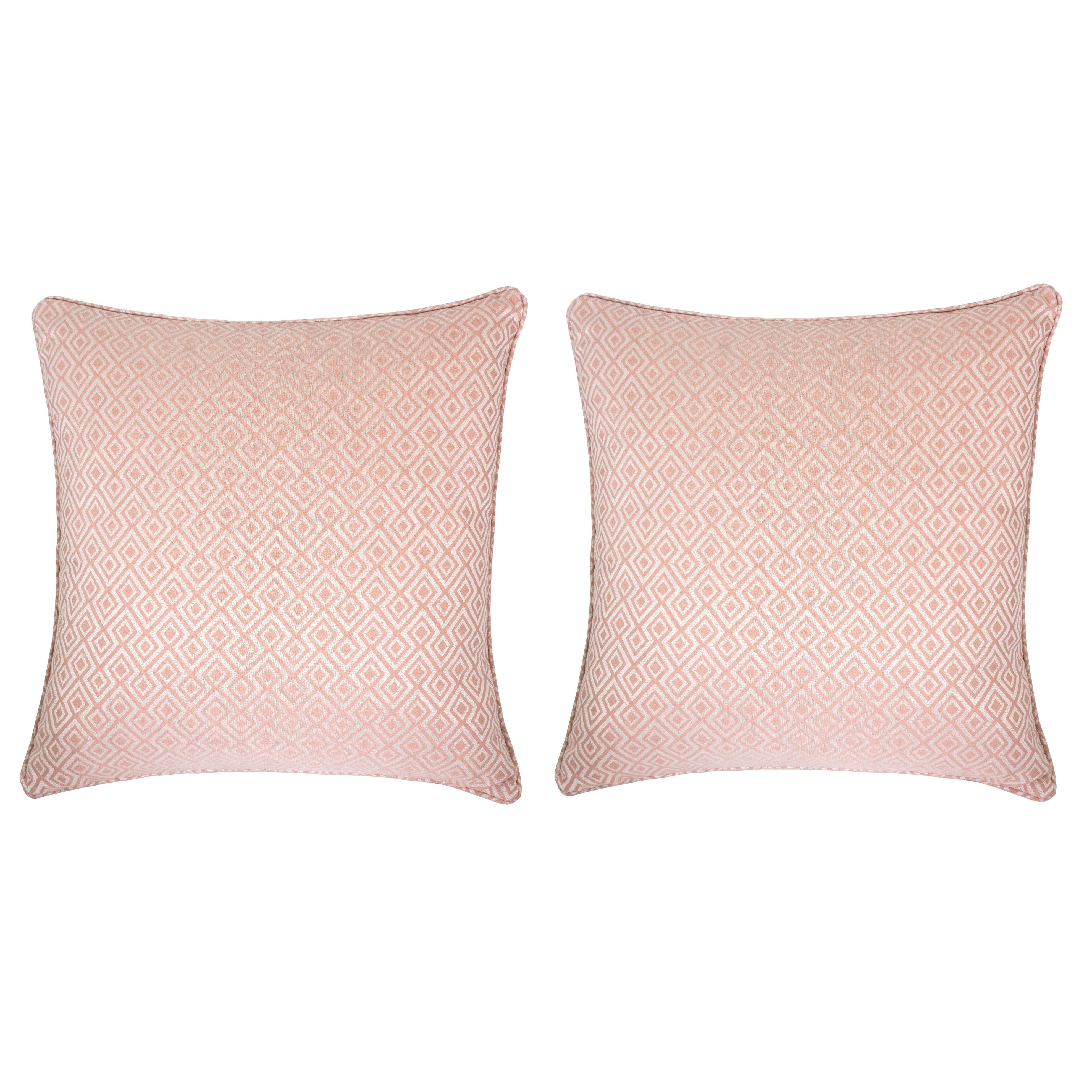 Jackie Rose-Pink Geometric Polyester 20 in. x 20 in. Throw Pillow (Set of 2)