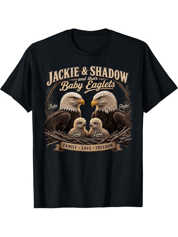 Jackie & Shadow with Baby Eaglets - Bald Eagle T-Shirt Design