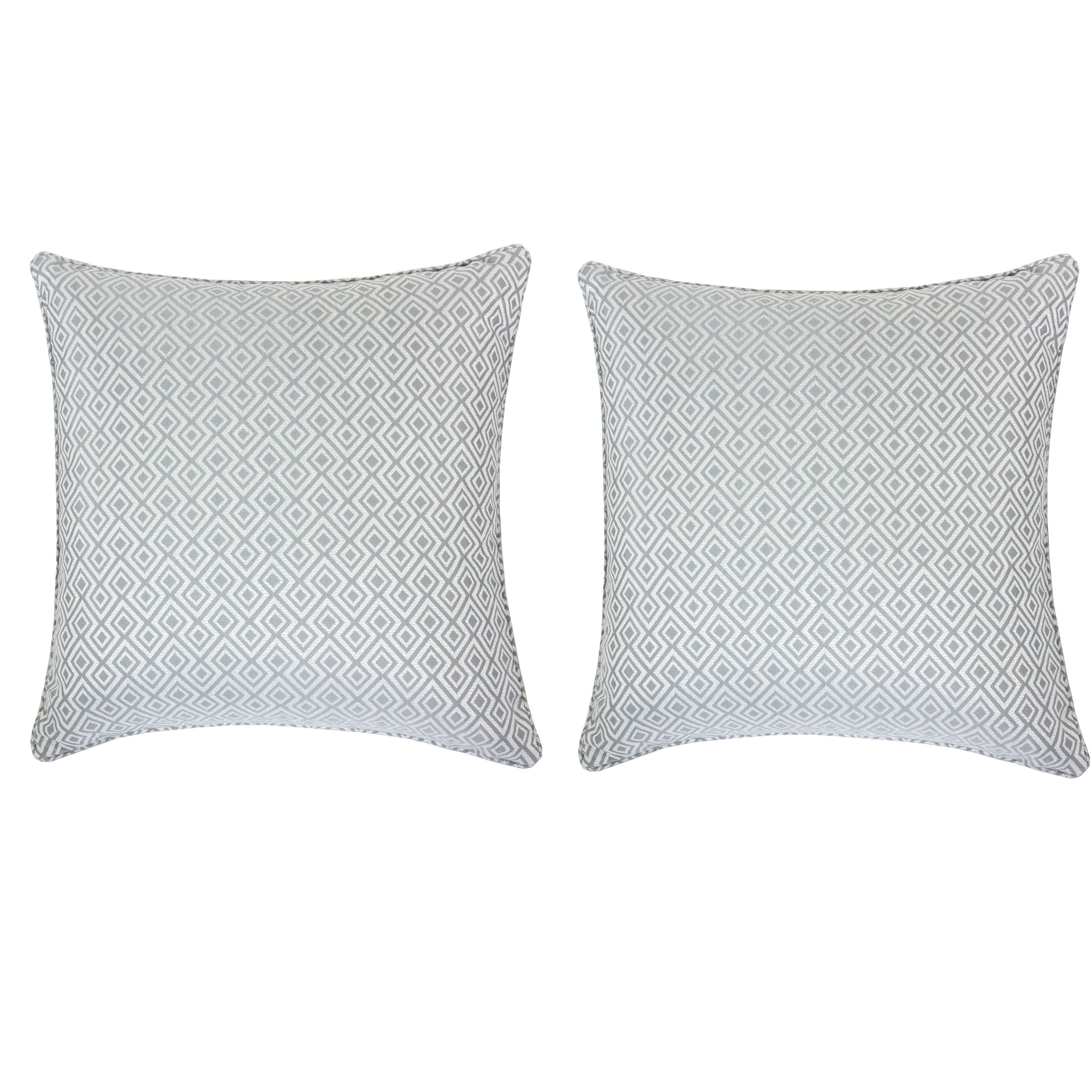 Jackie Silver Geometric Polyester 20 in. x 20 in. Throw Pillow (Set of 2)