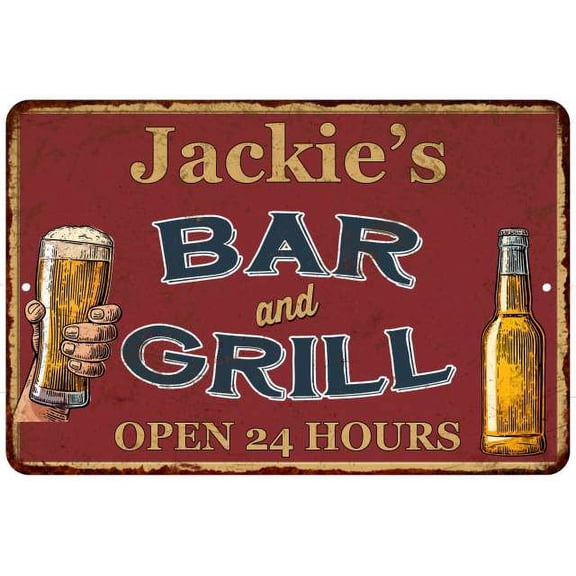 Jackie's Red Bar and Grill Rustic Sign Decor 8x12 108120045653