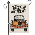 thumbnail image 1 of Jackmold Happy Halloween Truck Polka Dot Pumpkin Garden Flag Vertical Double Sized, Trick or Treat Spider Web Witch Hat Yard Outdoor Decoration 12.5 x 18 Inch, 1 of 5