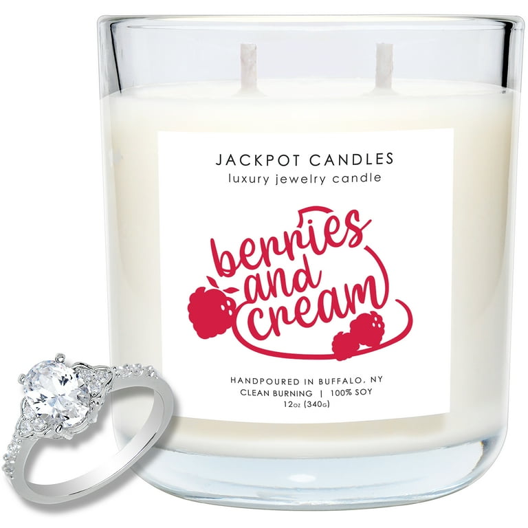 Jackpot Candles Berries and Cream Candle with Ring Inside