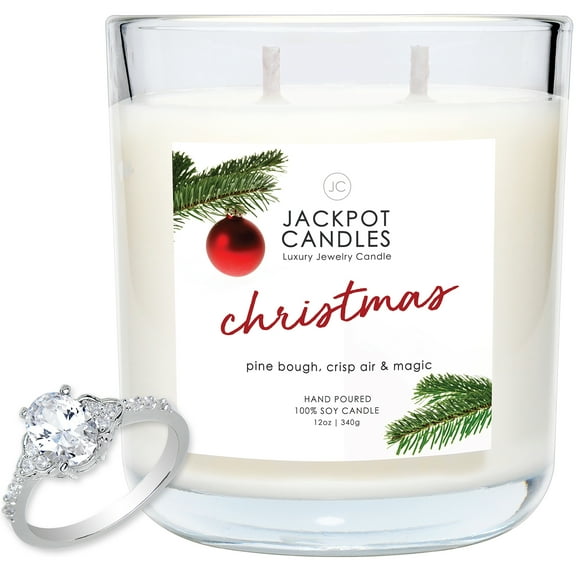 Jackpot Candles Christmas Candle with Ring Inside (Surprise Jewelry Valued at 15 to 5,000 Dollars) Ring Size 5
