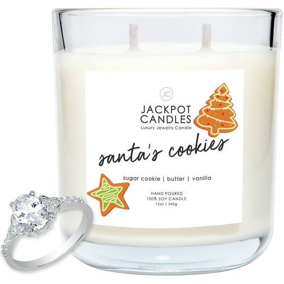 Jackpot Candles Christmas Cookies Candle with Ring Inside (Surprise Jewelry Valued at 15 to 5,000 Dollars) Ring Size 5