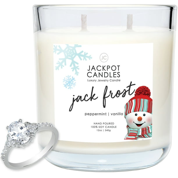 Jackpot Candles Christmas Jack Frost Candle with Ring Inside