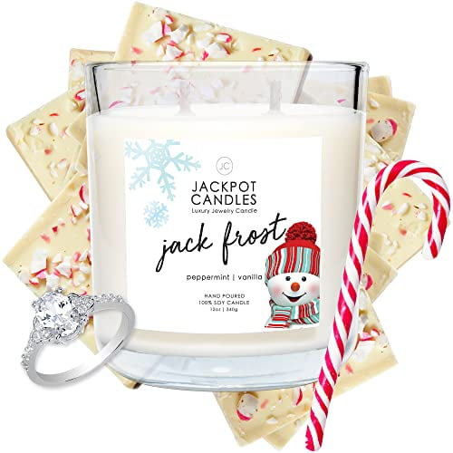 Jackpot Candles Christmas Jack Frost Candle with Ring Inside (Surprise Jewelry Valued at 15 to 5,000 Dollars) Ring Size 10