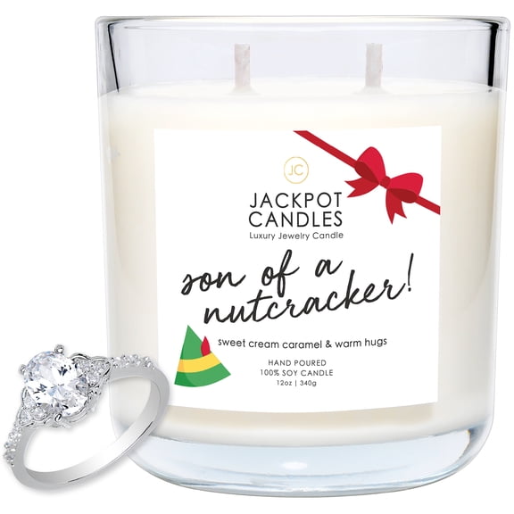 Jackpot Candles Christmas Son of a Nutcracker Candle with Ring Inside (Surprise Jewelry $15 to $5,000) Ring Size 7