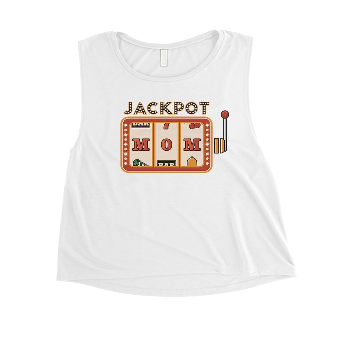 Jackpot Mom Womens White Crop Tank Top Funny Workout Mom Gifts