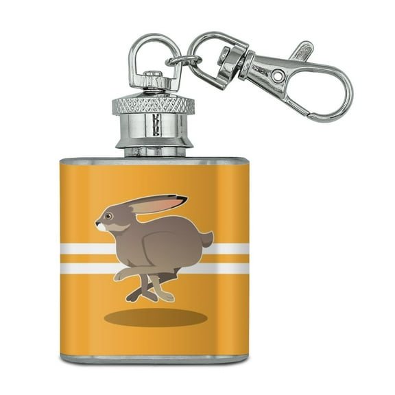 Jackrabbit Running Racing Stainless Steel 1oz Mini Flask Key Chain