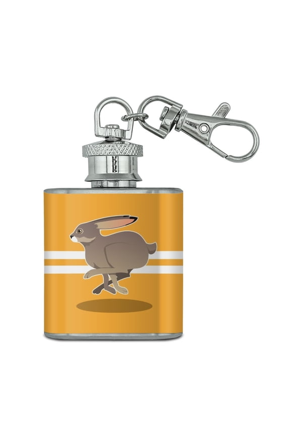 Jackrabbit Running Racing Stainless Steel 1oz Mini Flask Key Chain