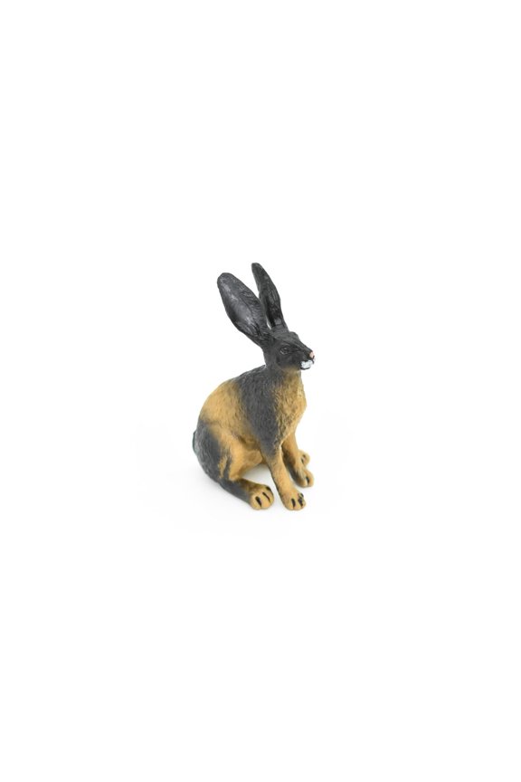 Jackrabbit Toy, Hare, Rabbit, Bunny, Very Realistic Rubber Figure, Model, Educational, Animal, Hand Painted Figurines, 3" CH077 BB81