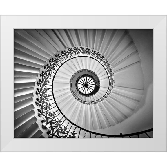 Jackson 14x12 White Modern Wood Framed Museum Art Print Titled - Tulip Staircase