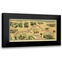 Jackson 14x9 Black Modern Framed Museum Art Print Titled - Pony Express Route April 3, 1860