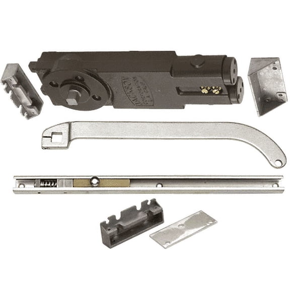 Jackson 21201U62802 Satin Aluminum Regular Duty Spring 105 Hold Open Overhead Concealed Closer with 'U' Offset Slide-Arm Hardware Package