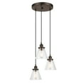 thumbnail image 1 of Jackson 3-Light Dark Bronze Pendant with Clear Glass Shade, Bulbs Included, 1 of 7