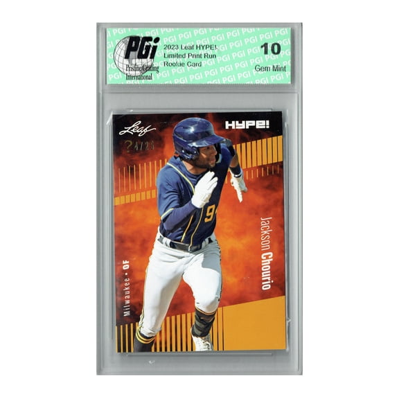 Jackson Chourio 2023 Leaf HYPE! #123a Gold SP, Just 25 Made Rookie Card PGI 10
