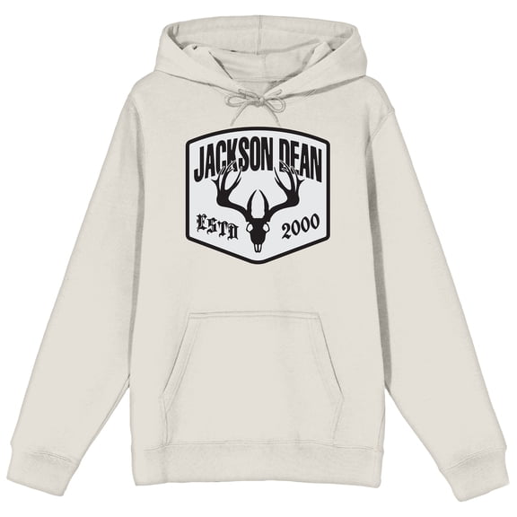 Jackson Dean Moose Antler Icon ESTB 2000 Adult Sand Long Sleeve Hooded Sweatshirt
-XXL