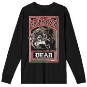 Jackson Dean Wolf Poster Adult Black Crew Neck Long Sleeve Tee-XS