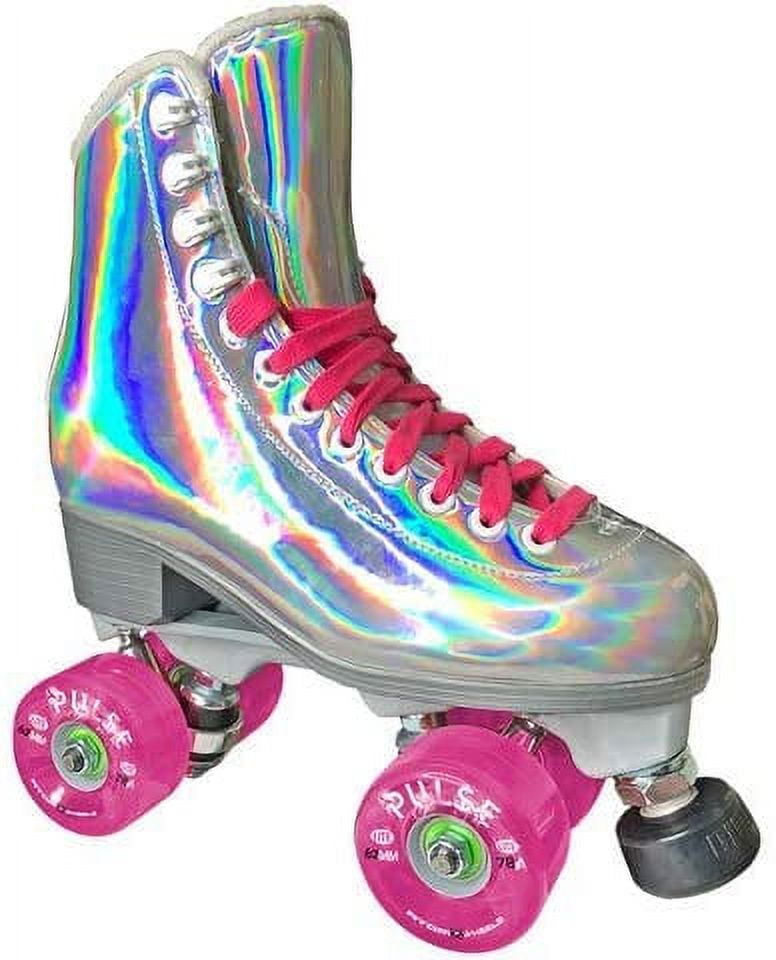 Jackson - EVO Viper Roller Skates for Women and Girls with Atom Pulse Lite Wheels, High Top Hologram Quad Skates, (Metallic)