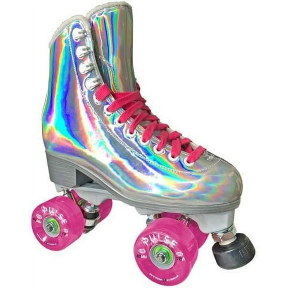 Jackson - EVO Viper Roller Skates for Women and Girls with Atom Pulse Lite Wheels, High Top Hologram Quad Skates, (Metallic)