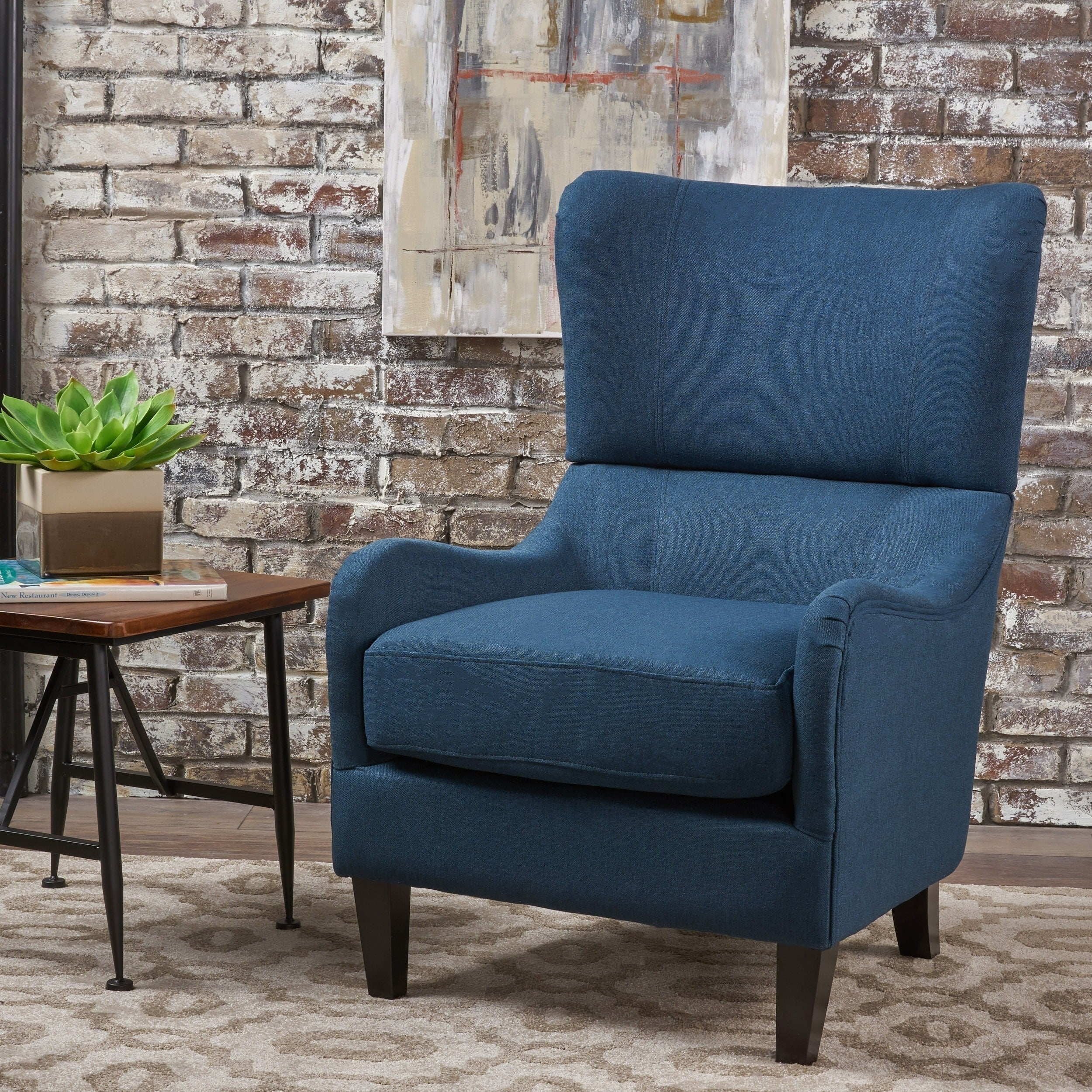 Christopher Knight Home Quentin Living Room Arm Wingback Fabric Club Chair Navy Blue Walmart