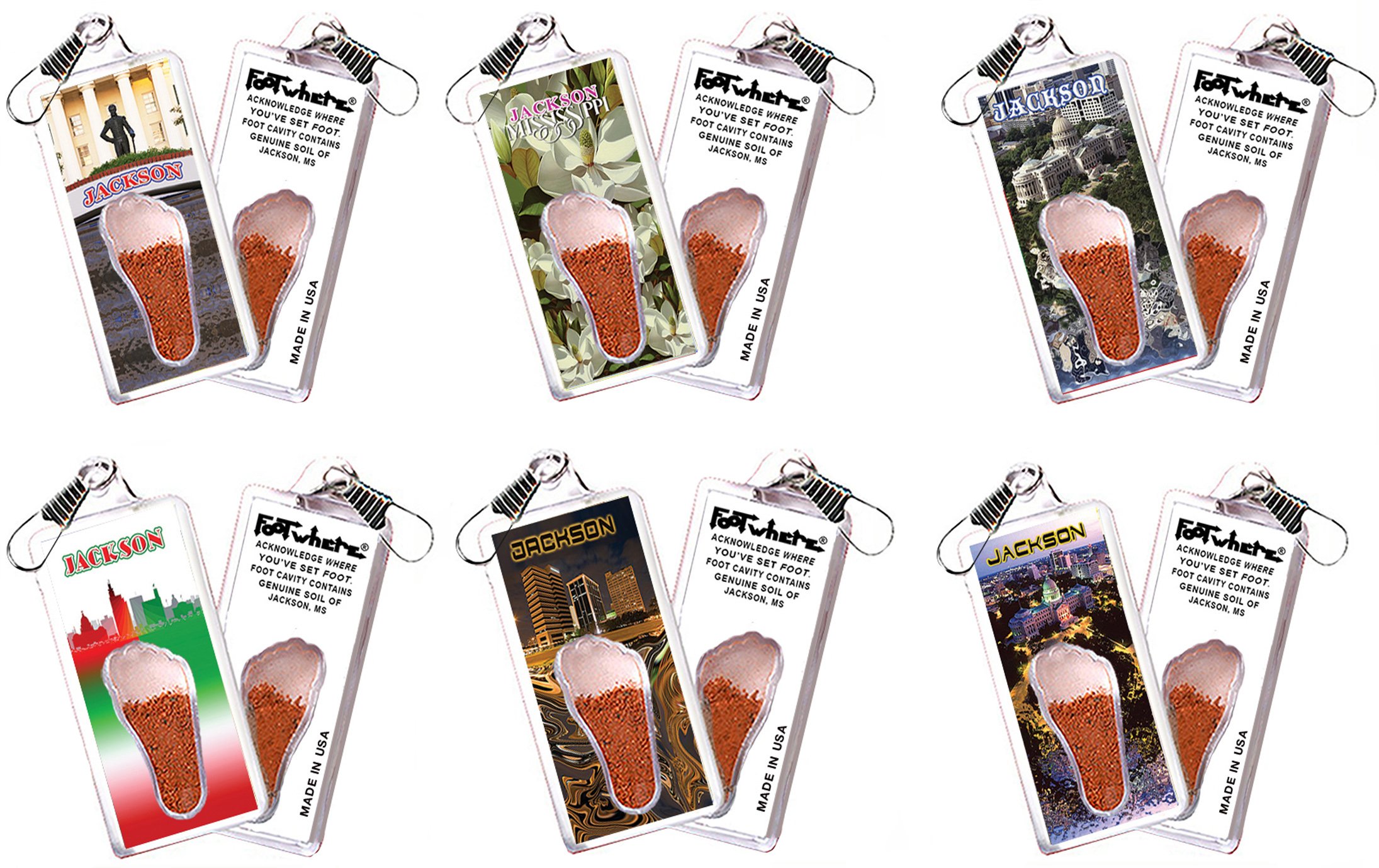 Jackson FootWhere Souvenir Lanyards. (JK300 - Assorted) 6 Piece Set.