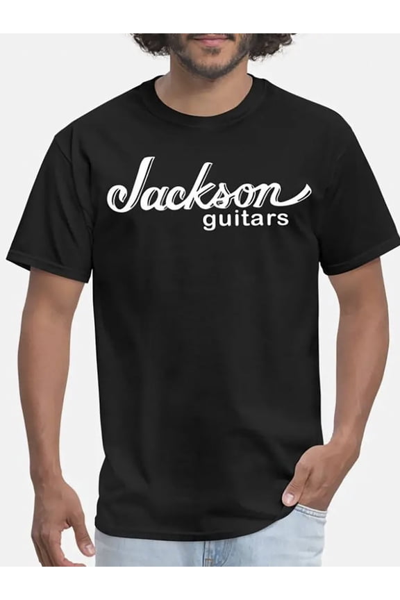 Jackson Guitar Logo Men'S T-shirt - Soft Cotton, Short Sleeve, Round Neck, Bohemian Style, Non Stretching Fabric - Black