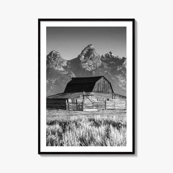 Jackson Hole Black And White Fine Art Photo Print Grand Teton Moulton Barn Wyoming