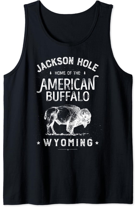 Jackson Hole National Park Vintage Wyoming Bison Buffalo Tank Top Size S-3XL