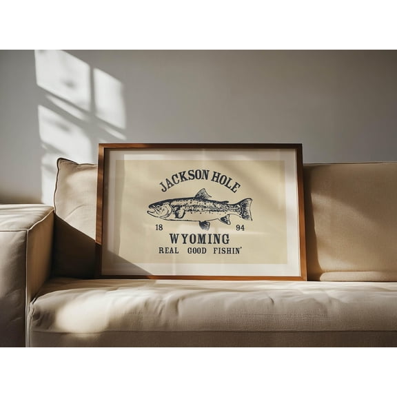 Jackson Hole Retro Wyoming Art Fishing Wall Art United States Wall Decor Unframed Paper Poster 8x10in