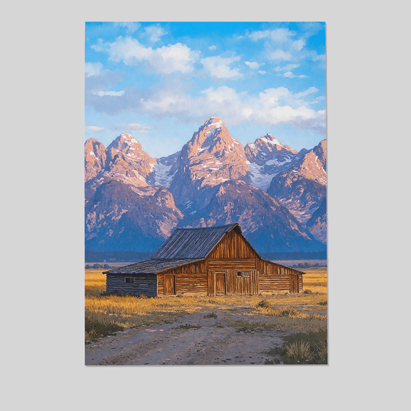 Jackson Hole Travel Poster: Grand Teton National Park Moulton Barn Painted Art Print Full Size 24''x36'' The Future Box