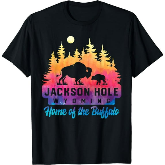 Jackson Hole Wyoming Buffalo Grand Teton Mountains Tie Dye T-Shirt