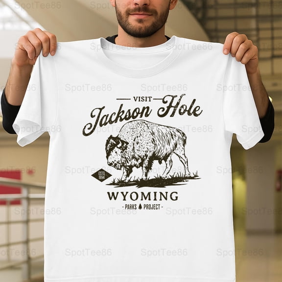 Jackson Hole Wyoming Vintage Outdoors Retro Camping Souvenir Graphic V41315 Unisex T-Shirt, Up to Size 5XL