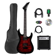 Jackson JS Series Dinky JS11Q Electric Guitar - Transparent Red w/ Amplifier