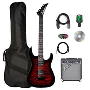 Jackson JS Series Dinky JS11Q Electric Guitar - Transparent Red w/ Frontman 10G Amplifier