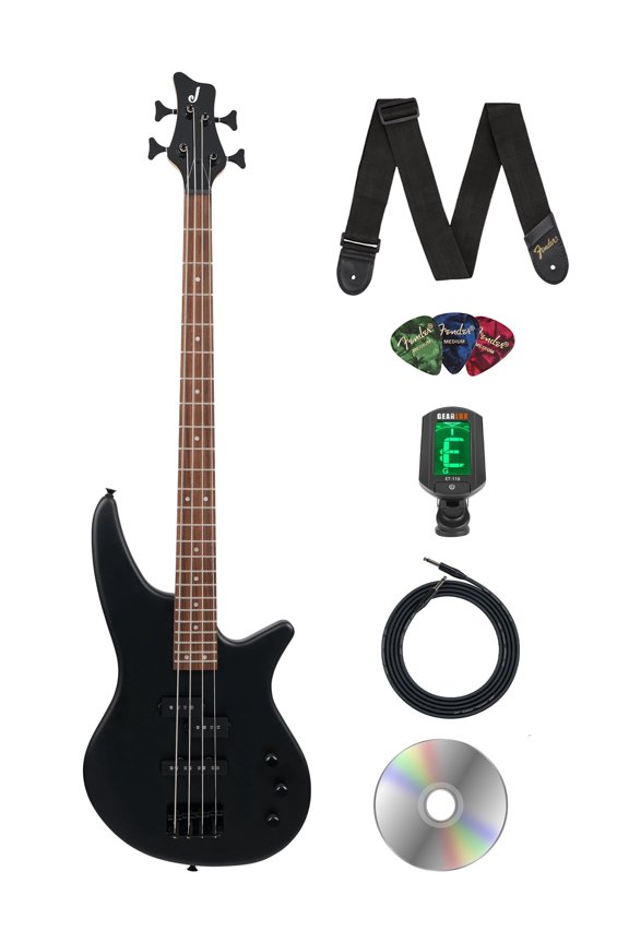 JS Series Spectra Bass JS2 Electric Bass Guitar - Satin Black w/ Tuner