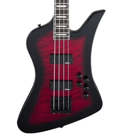 Jackson JS3Q Kelly Bird Bass Guitar (Transparent Red Burst)