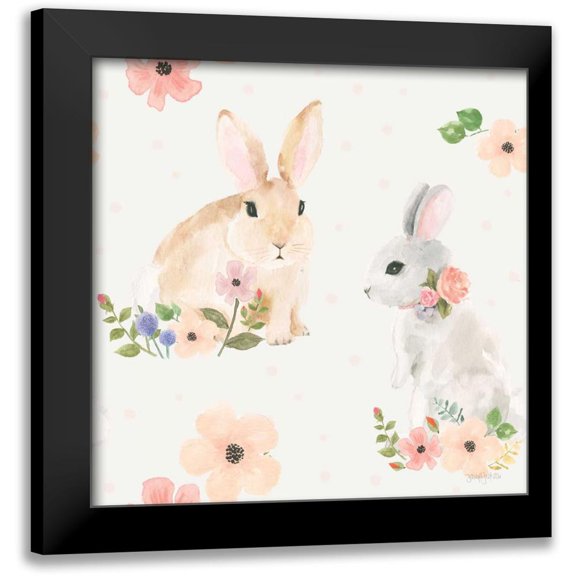 Jackson, Jenaya 12x12 Black Modern Framed Museum Art Print Titled - Spring Sentiments Pattern IIIB
