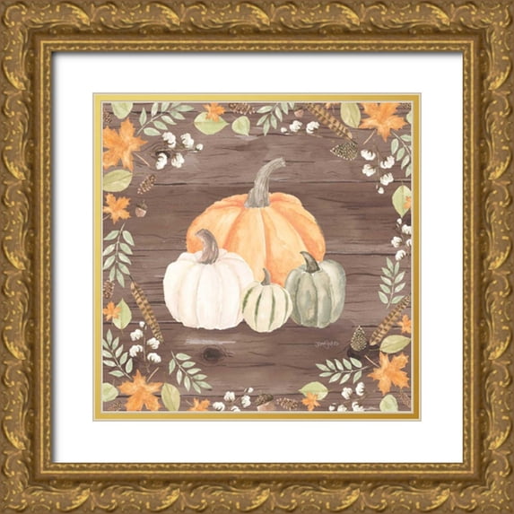 Jackson, Jenaya 15x15 Gold Ornate Wood Framed with Double Matting Museum Art Print Titled - Autumn Offering II Dark