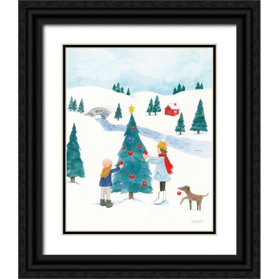 Jackson, Jenaya 20x24 Black Ornate Wood Framed with Double Matting Museum Art Print Titled - Winter Scene II